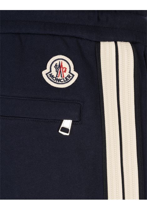 Joggers Blu Con Bande Laterali e Patch Logo MONCLER | 091-8H00014 89AWU742
